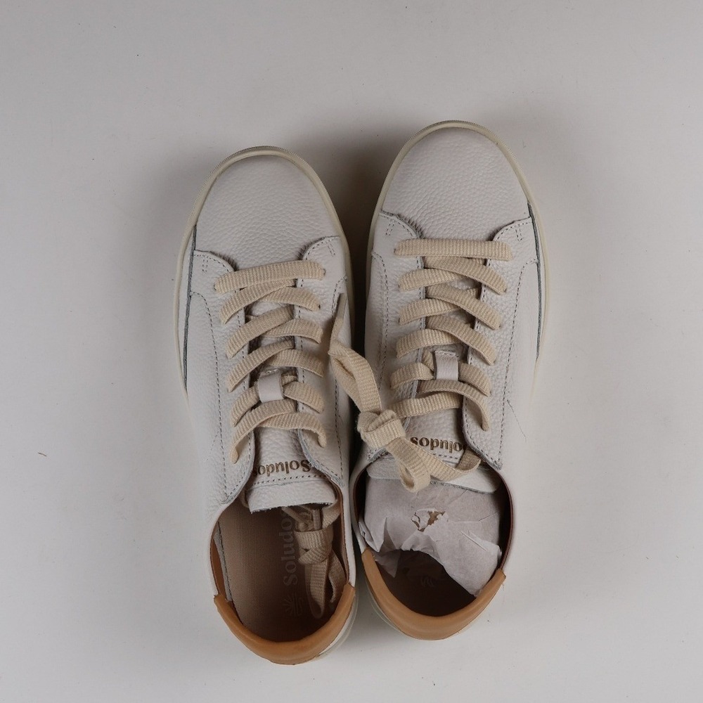 Soludos Ibiza Classic Lace Up Sneakers White Solid Size 8 Leather NWT